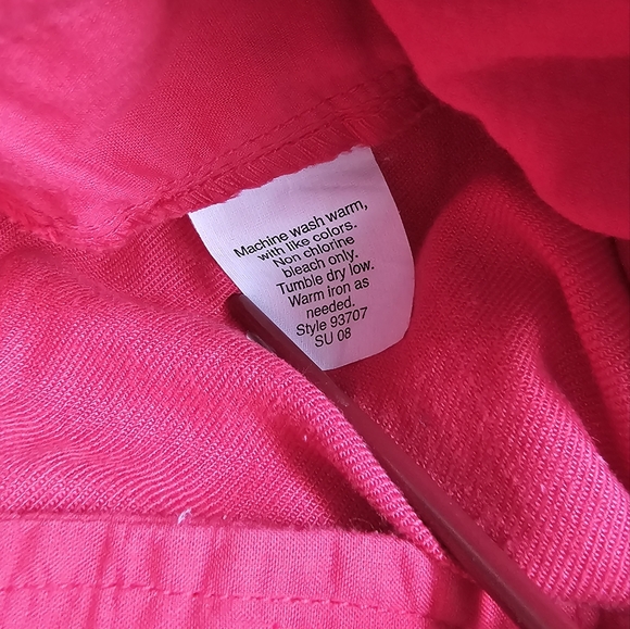 J. Crew Wide Leg Gaucho Cropped Pants, Coral, Linen Blend, Sz 6 - Picture 2 of 9